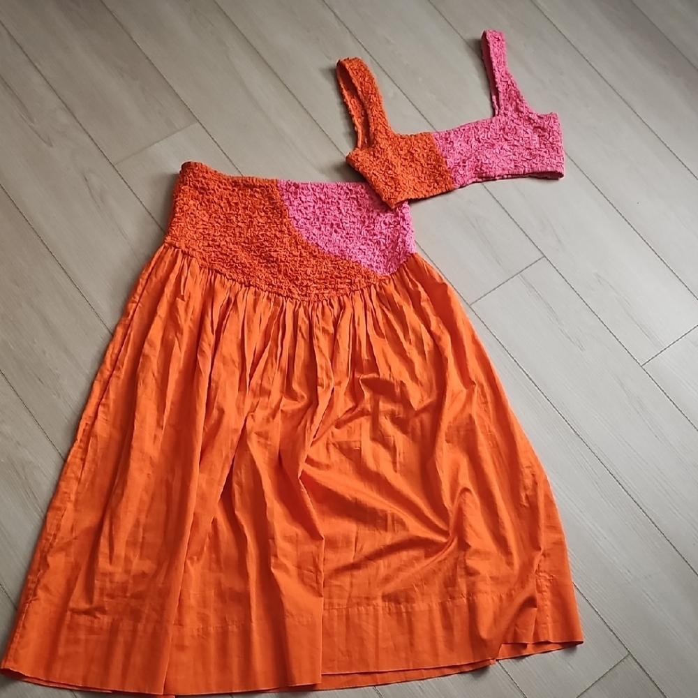 Mara Hoffman Orange and Pink Maxi Skirt Set